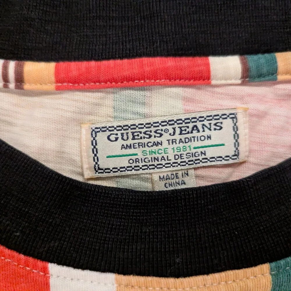 Urban Outfitters Guess Originals Striped Sayer Short Sleeve Hip Hop Casual - Picture 6 of 7